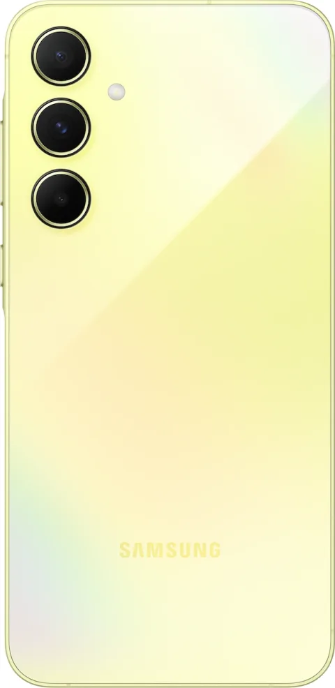 Samsung Galaxy A55 in Awesome Lemon, back view