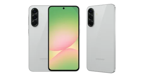 Samsung Galaxy A56 5G in Awesome Lightgray, front, back and side