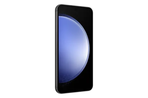 Samsung Galaxy S23 FE, front three-quarter angle, Graphite