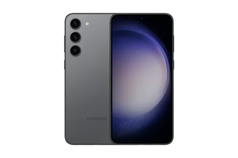 Samsung Galaxy S23+ in Graphite, front and back
