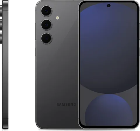 Samsung Galaxy S24 FE in Graphite, front, back and side
