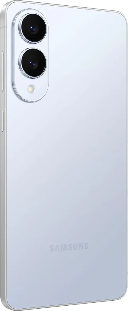 Samsung Galaxy S25 Edge in Icyblue, back, three-quarter angle