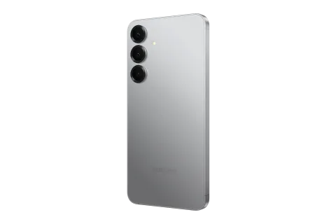 Samsung Galaxy S25+ in Silver Shadow, back, three-quarter angle