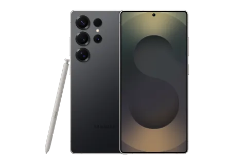 Samsung Galaxy S25 Ultra in Titanium Black, front view