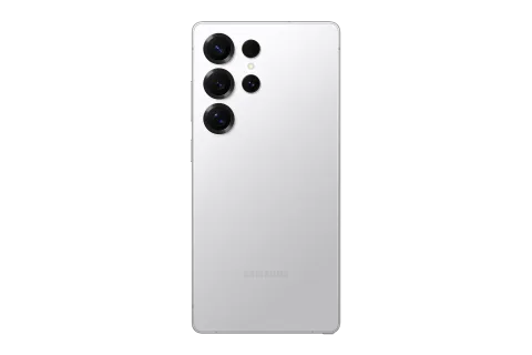 Samsung Galaxy S25 Ultra in Titanium Whitesilver, back view