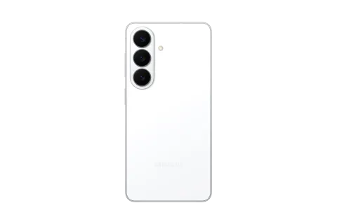 Samsung Galaxy S26 in White, back panel and rear camera module of the Samsung Galaxy S26