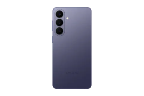 Samsung Galaxy S26+ in Cobalt Violet, back panel and rear camera module of the Samsung Galaxy S26+