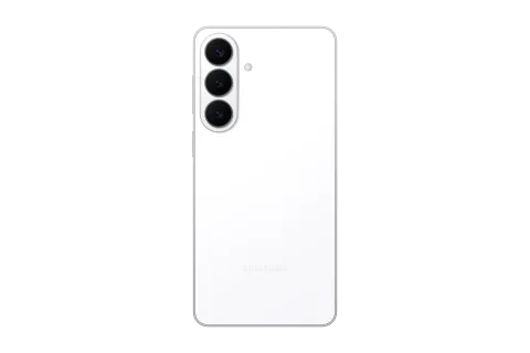 Samsung Galaxy S26+ in White, back panel and rear camera module of the Samsung Galaxy S26+