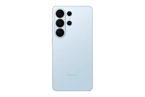 Samsung Galaxy S26 Ultra in Sky Blue, back panel and rear camera module of the Samsung Galaxy S26 Ultra