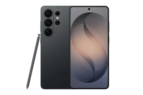 Samsung Galaxy S26 Ultra in Black, front and back of the Samsung Galaxy S26 Ultra, with S Pen