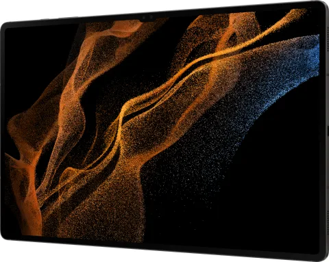 Samsung Galaxy Tab S8 Ultra in Graphite, angled front view