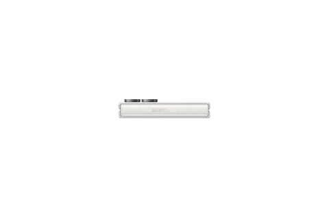 Samsung Galaxy Z Flip8 in Cream, closed, side profile showing the hinge seam