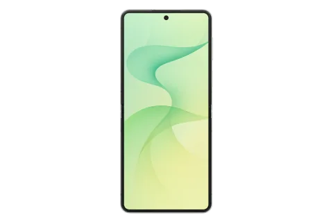 Samsung Galaxy Z Flip8 in Mint, unfolded, main display facing forward