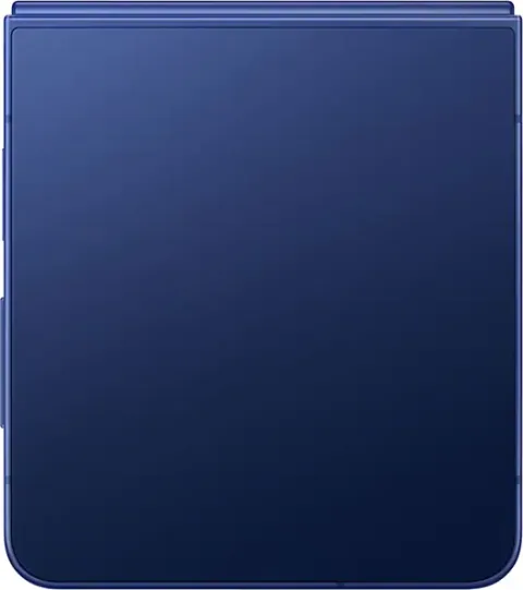 Galaxy Z Flip7 in Blue Shadow, closed, rear camera module