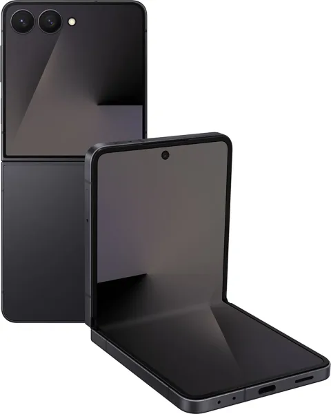 Galaxy Z Flip7 in Jetblack, closed, cover screen view
