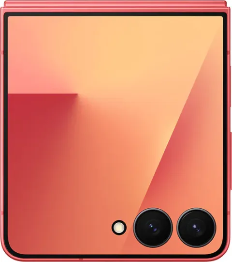 Galaxy Z Flip7 in Coralred, unfolded, front display
