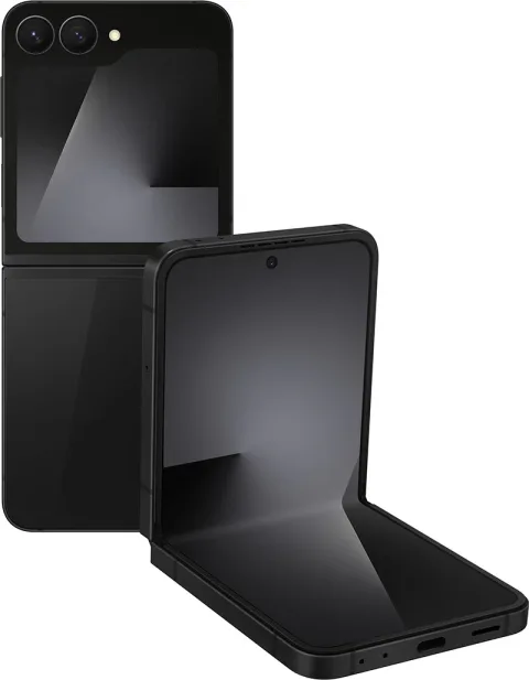 Galaxy Z Flip7 FE in Black, closed, cover screen view