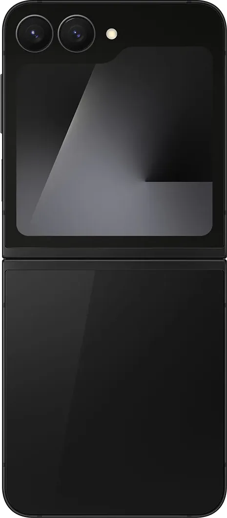 Galaxy Z Flip7 FE in Black, front tabletop angle