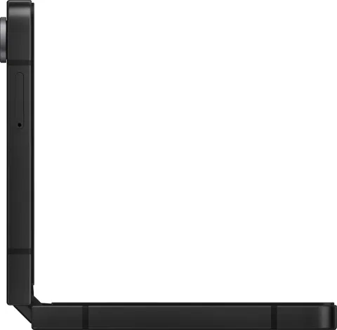 Galaxy Z Flip7 FE in Black, hinge detail in flex mode