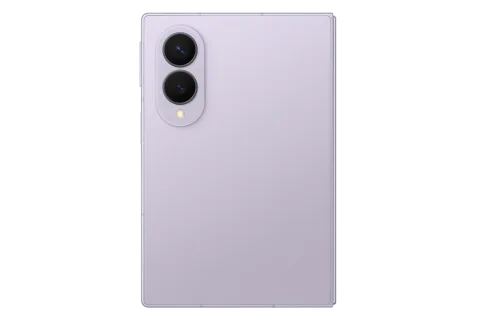 Samsung Galaxy Z Fold8 in Lavender, closed, dual rear camera
