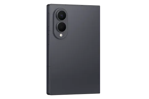 Samsung Galaxy Z Fold8 in Graphite, closed, dual rear camera at an angle