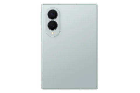 Samsung Galaxy Z Fold8 in Pistachio, closed, dual rear camera