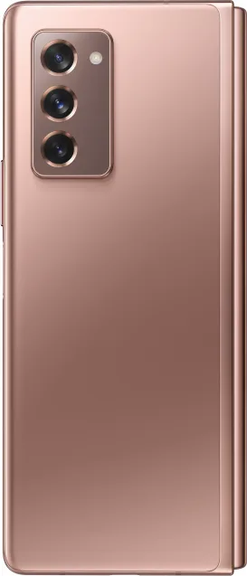 Samsung Galaxy Z Fold2 5G in Mystic Bronze, flex angle back view