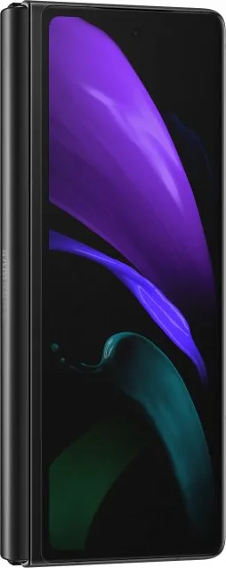 Samsung Galaxy Z Fold2 5G in Mystic Black, flex angle front view