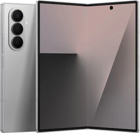 Samsung Galaxy Z Fold7 in Silver Shadow, closed front view