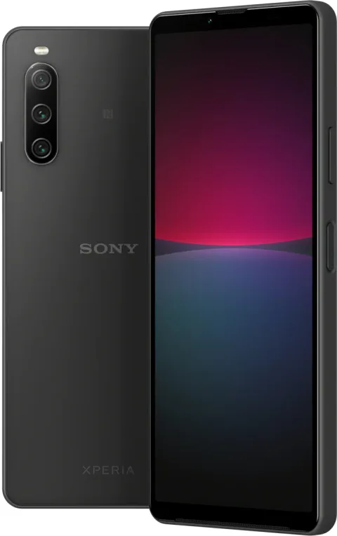 Sony Xperia 1 IV in Black, front and back angled view