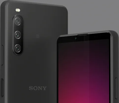 Sony Xperia 10 IV in Black, front and back view