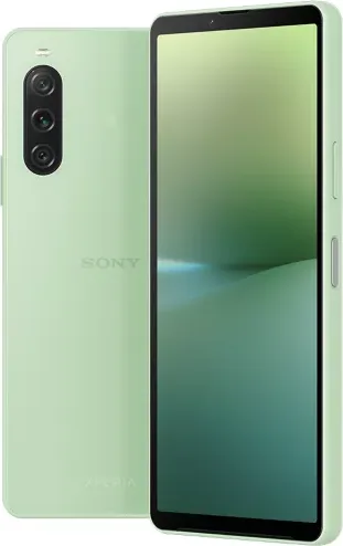 Sony Xperia 10 V in Sage Green, front and back view