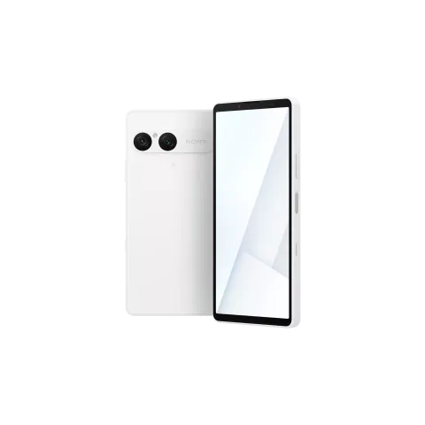 Sony Xperia 10 VII in White, front and back view