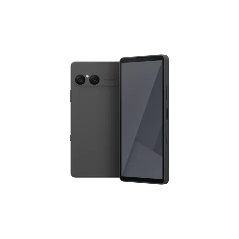 Sony Xperia 10 VII in Charcoal Black, front and back view