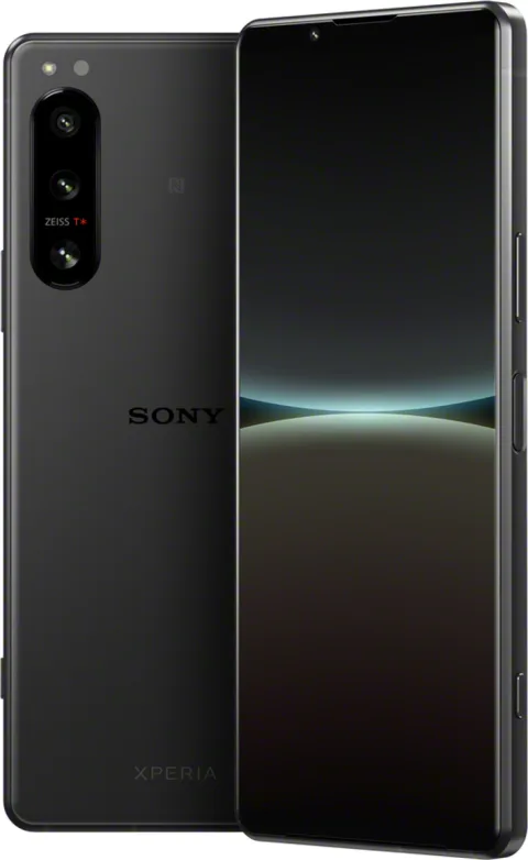 Sony Xperia 5 IV in Black, front and back view