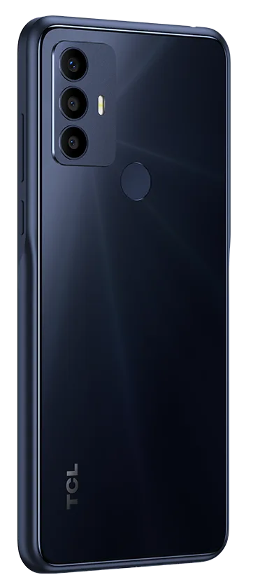 TCL 30 SE in Navy Blue, angled back view showing the camera module