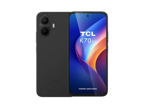 TCL K70 4G in Black, front and back combo shot