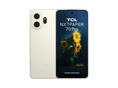TCL NXTPAPER 70 Pro in Gold, front and back combo shot