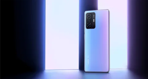 Xiaomi 11T Pro in Celestial Blue, back view