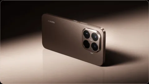 Xiaomi 15T Pro in Mocha Gold, back angle view
