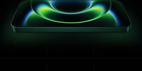 Xiaomi 17 Ultra floating with a display light-swirl effect, Starlit Green