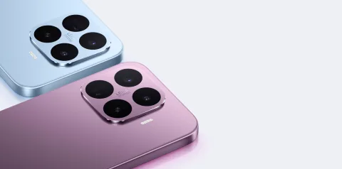 Xiaomi 17T camera modules in Blue and Violet side by side, close-up