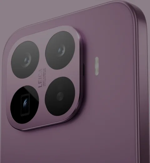 Macro close-up of the Xiaomi 17T camera module in Violet