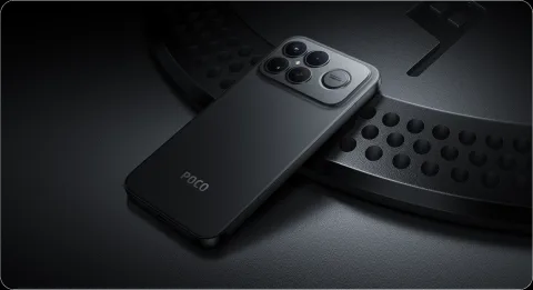 POCO F8 Ultra in Black, angled back view