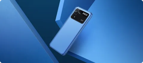 POCO M4 Pro in Cool Blue, back view
