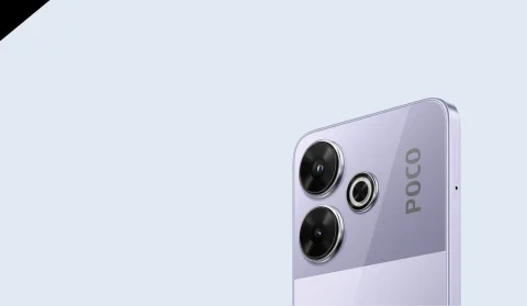 POCO M6 in Purple, back view close-up