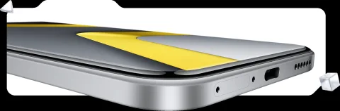 POCO M8 Pro top edge close-up showing port and antenna lines