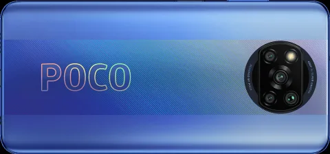 POCO X3 Pro in Frost Blue, close-up of the round camera module