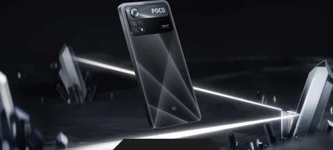 POCO X4 Pro 5G in Laser Black, back view