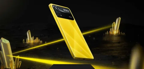 POCO X4 Pro 5G in POCO Yellow, back view